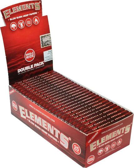 Elements Red Double Single Wide Foițe de Țigări Rulate Dublu 100 foi 1buc