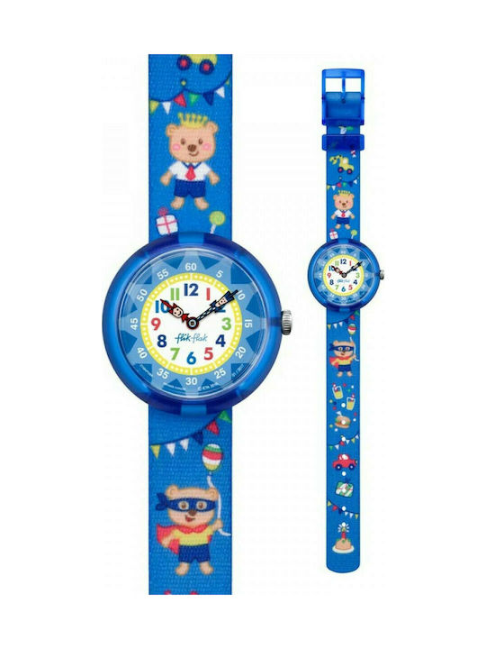 FlikFlak Kids Analog Watch Cool Party with Fabric Strap Blue