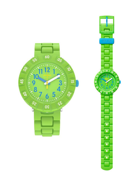 FlikFlak Kids Analog Watch Solo with Fabric Strap Green