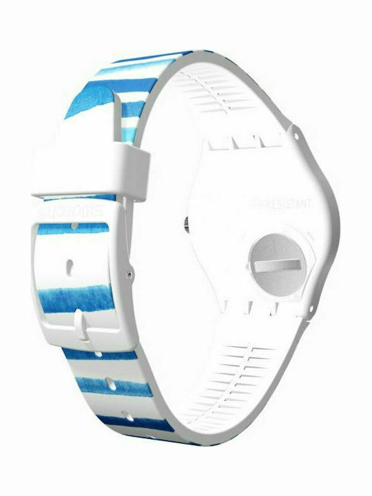 Swatch Sea View Γυναικείο Ρολόι 34mm Μπαταρίας με Μπλε Καουτσούκ Λουράκι