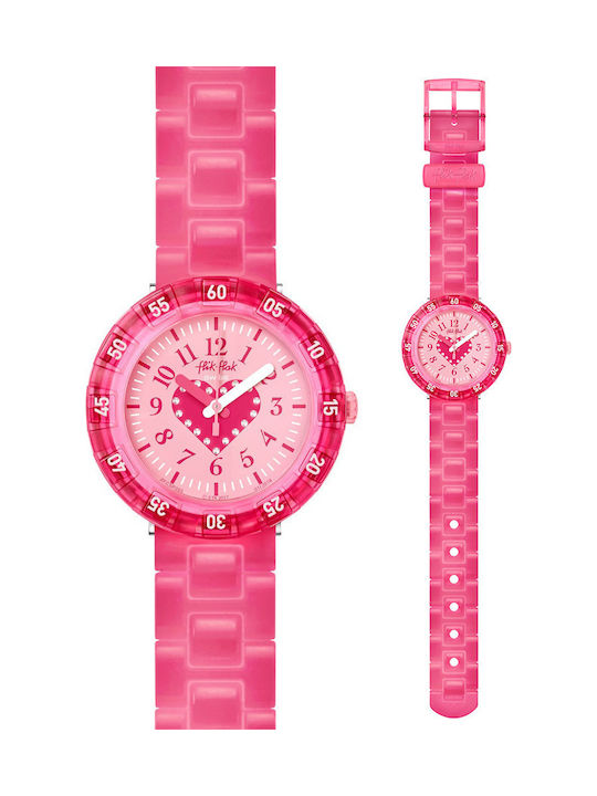 FlikFlak Kids Analog Watch Open Heart with Rubber/Plastic Strap Pink