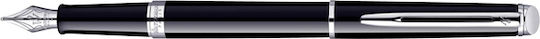 Waterman Hemisphere Writing Pen Medium Black made of Steel with Black και Red Ink