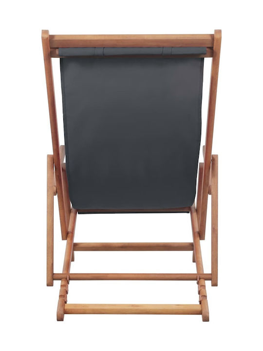 Deckchairs Wooden with Armrest & Gray Fabric 127x60x95cm
