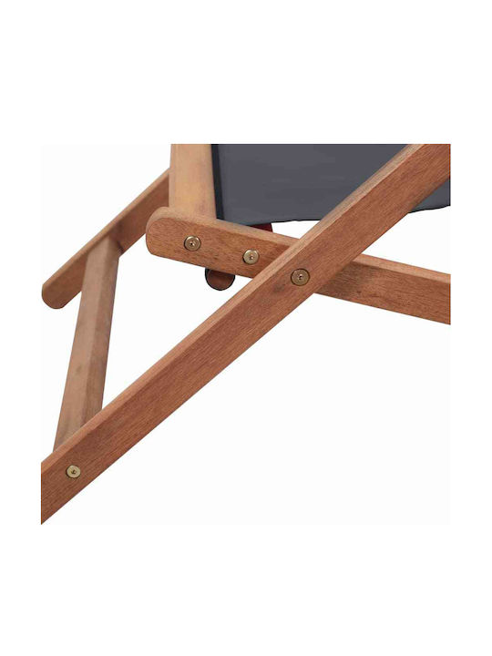 Deckchairs Wooden with Armrest & Gray Fabric 127x60x95cm