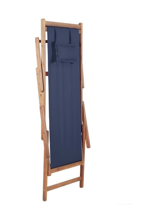 Сезлонг с Подлакътници & Син Плат 127x60x95см