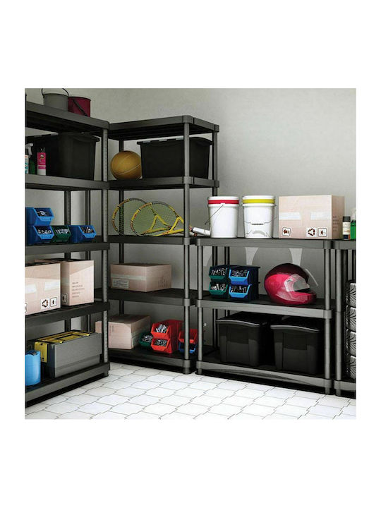 Plastic Outdoor Shelving Unit QBlack 4080S/4 With 5 Black Shelves 80x40x173.4cm