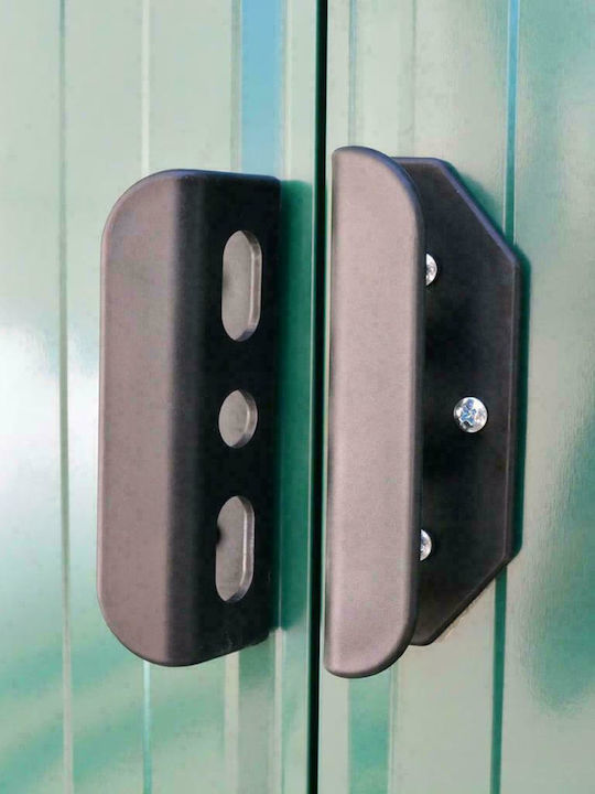 Metallic Galvanized Garden Warehouse with Double-Leaf Door & Air Vent Green L2.57xW2.05xH1.78cm