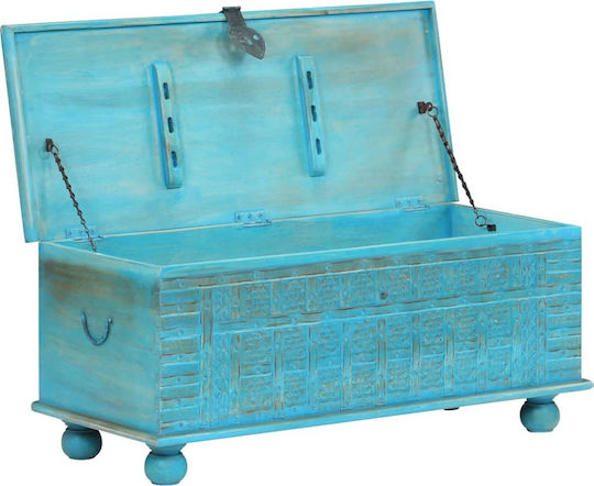 vidaXL Wooden Decorative Trunk Blue 100x40x41cm