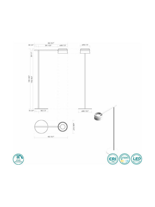 Faro Barcelona Loop LED Floor Lamp H125xW26cm. with Warm White Light 600lm Black