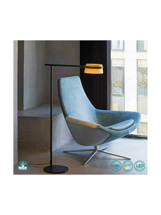 Faro Barcelona Loop LED Floor Lamp H125xW26cm. with Warm White Light 600lm Black