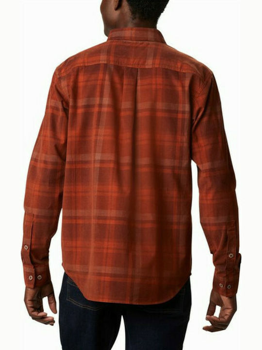 Columbia Flare Gun Corduroy Men's Checked Shirt with Long Sleeves Orange