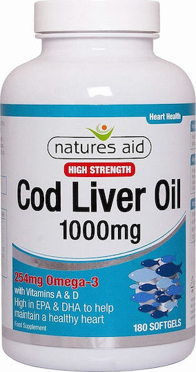 Natures Aid Everyday Essentials High Strength Cod Liver Oil with Vitamins A & D Cod Liver Oil 1000mg 180 caps