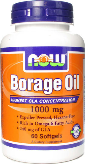 Now Foods Borage Oil Concentrated GLA Ulei de semințe de borș 1000mg 60 softgels