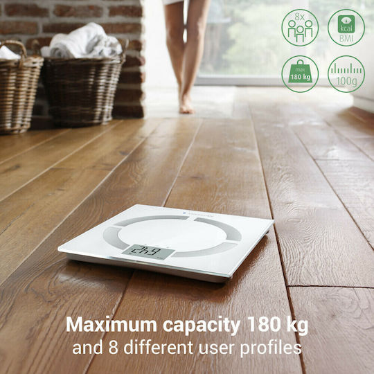 Medisana BS 444 Connect Smart Bathroom Scale with Body Fat Counter & Bluetooth White