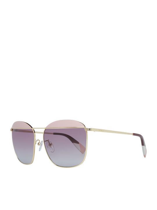 Furla Women's Sunglasses with Gold Metal Frame and Gray Gradient Lens SFU237 0323