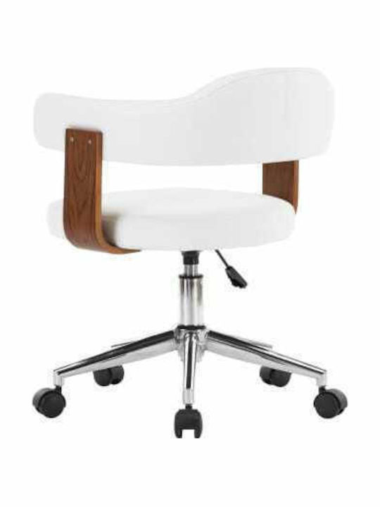 Swivel Visitor Armchair with Wheels Λευκή 49.5x51.5x94cm