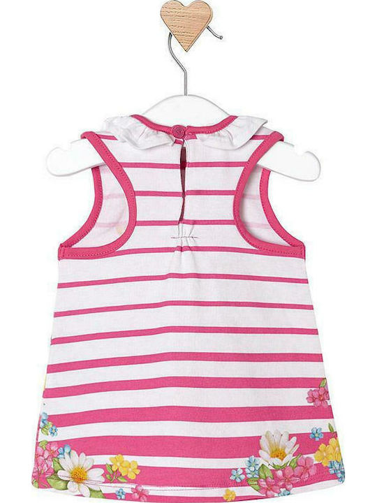 Mayoral Kids Dress Striped Sleeveless Fuchsia