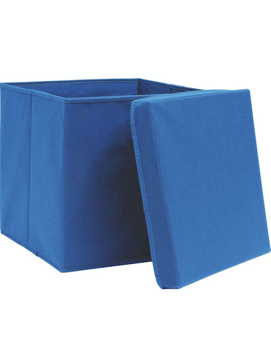 vidaXL Fabric Storage box with Cap Blue 28x28x28cm 4pcs