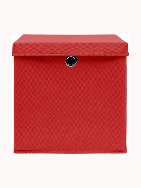 vidaXL Fabric Storage box with Cap Red 28x28x28cm 4pcs