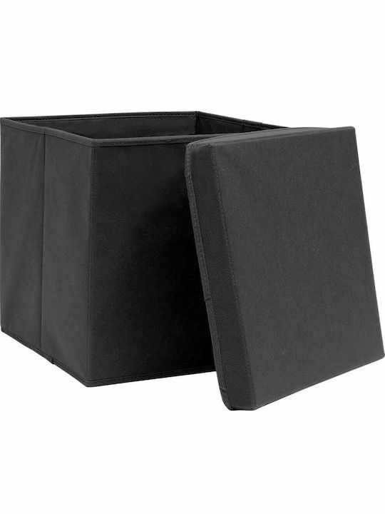 vidaXL Fabric Storage box with Cap Black 28x28x28cm 4pcs