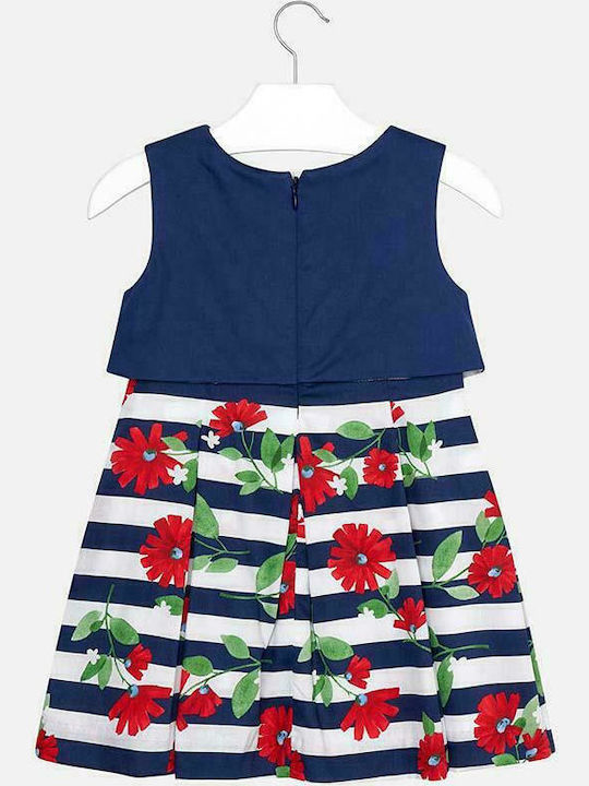 Mayoral Kids Dress Striped Sleeveless Navy Blue