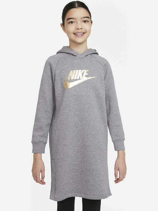 Nike Παιδικό Φόρεμα Φούτερ Μακρυμάνικο Γκρι