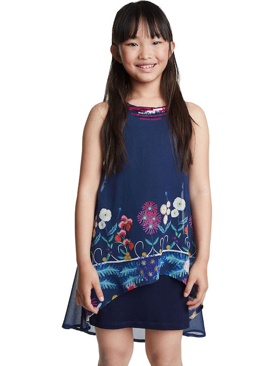 Juarez Girl Παιδικό Φόρεμα Αμάνικο Floral Navy Μπλε