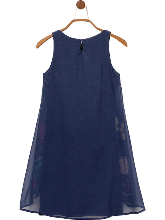 Juarez Girl Παιδικό Φόρεμα Αμάνικο Floral Navy Μπλε