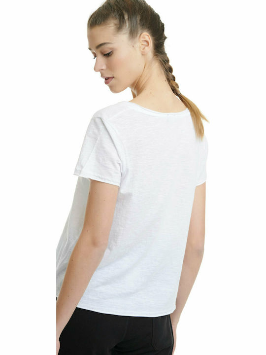 BodyTalk 1211-907628 Γυναικείο Αθλητικό T-shirt με V Λαιμόκοψη Λευκό