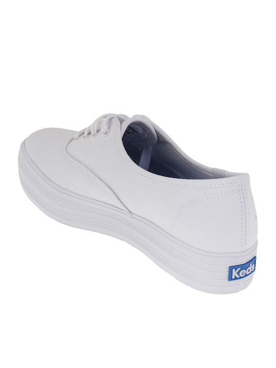 Triple Seasonal Solid Γυναικεία Flatforms Sneakers Λευκά