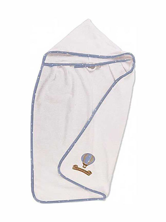 Dimcol Hooded Baby Bath Towel Hot air balloon 03 White & Ciel