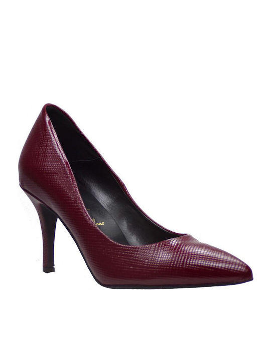 Alessandra Paggioti Pointed Toe Red Heels 83001 Bordeaux Safione