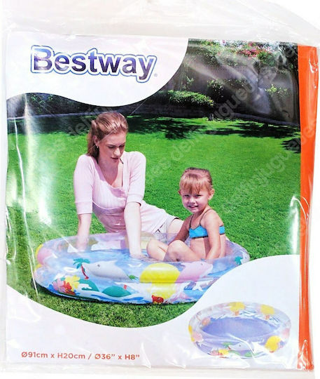 Bestway Piscină Rotundă Pentru Copii 74lt Gonflabilă 91x20cm Transparentă
