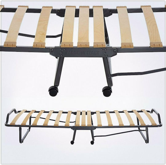 Folding Guest Bed with 11cm Mattress Single Blue 200x90x33cm