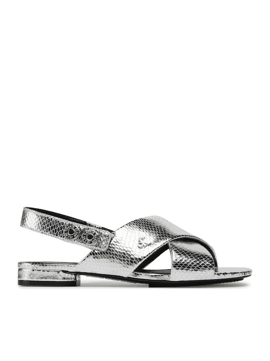 Calvin Klein Damen Flache Sandalen Flatforms in Silber Farbe Regelmäßig Passform