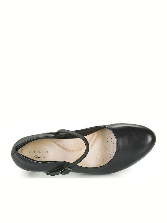 Leather Pointed Toe Black High Heels with Strap Ambyr Shine
