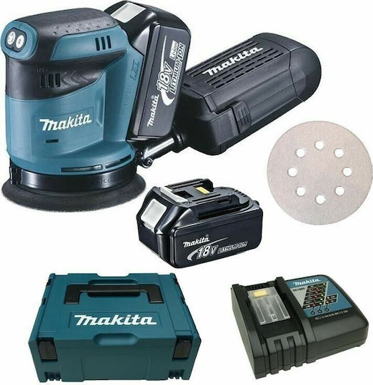 Makita DBO180RTJ Battery Powered Eccentric Sander 125mm Battery 18V 2x5Ah with Speed Control and with Suction System DBO180RTJ