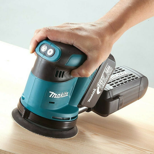 Makita DBO180RTJ Battery Powered Eccentric Sander 125mm Battery 18V 2x5Ah with Speed Control and with Suction System DBO180RTJ