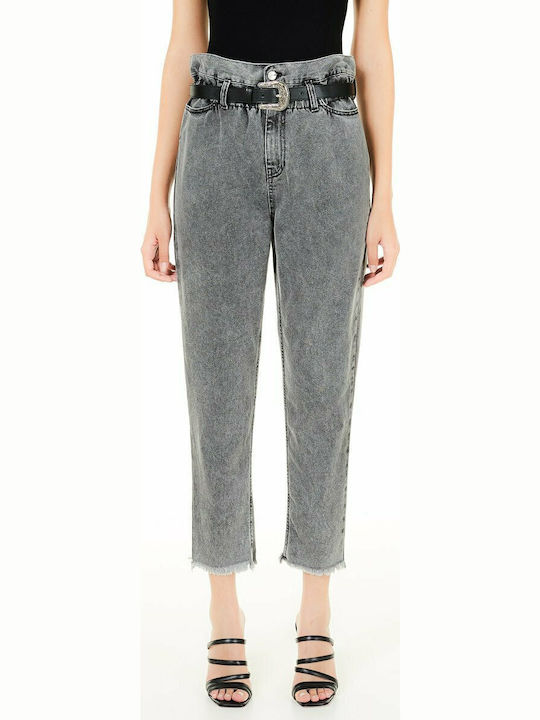 Hoch tailliert Damenjeans in Paperbag-Passform Gray