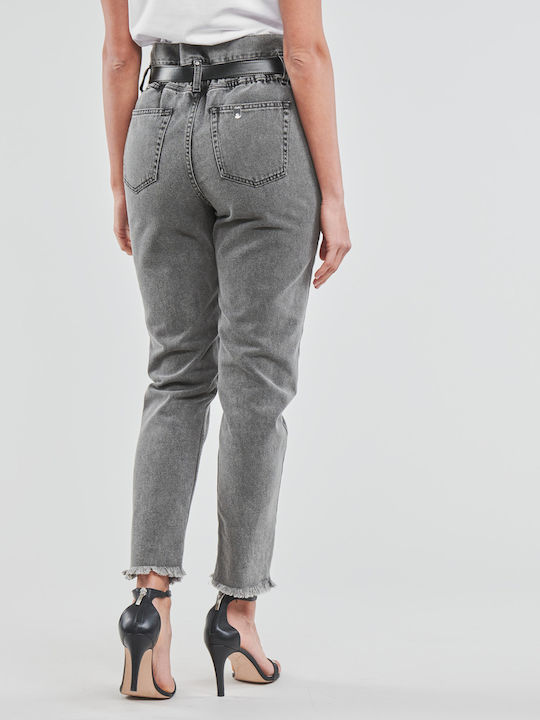 Hoch tailliert Damenjeans in Paperbag-Passform Gray