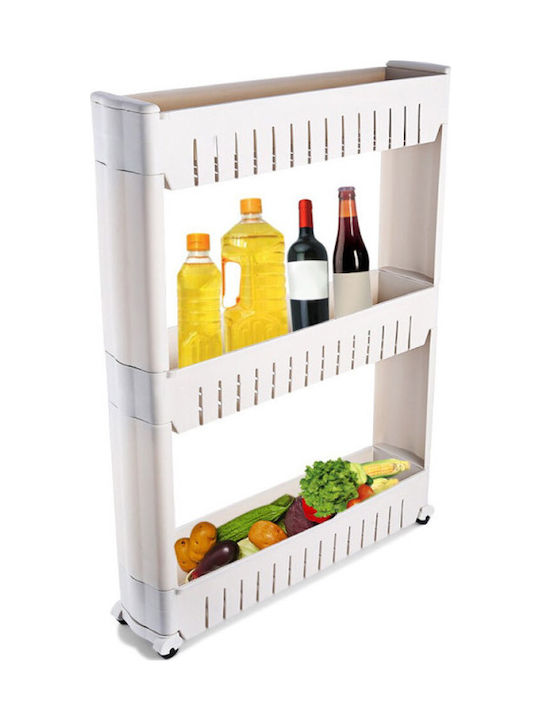 Gem Plastic Kitchen Trolley with 3 Tiers White 54.3x12.4x72cm