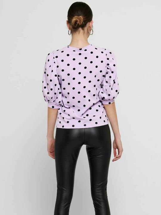 Only Women's Blouse Cotton with 3/4 Sleeve Polka Dot Pink