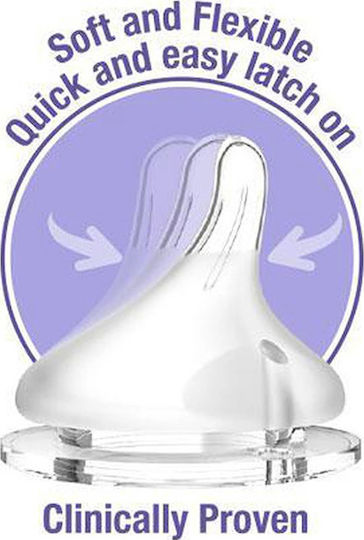 Lansinoh NaturalWaveTM Silicone Baby Bottle Teats Medium Flow for 3+ months 2pcs