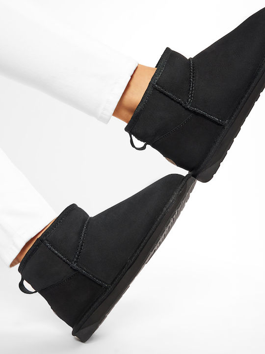 Stinger Suede Women's Ankle Boots with Fur Black