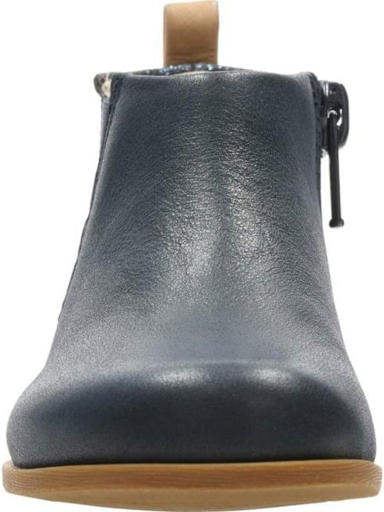 Kids Drew Fun T Leather Kids Boots with Zipper Navy Blue