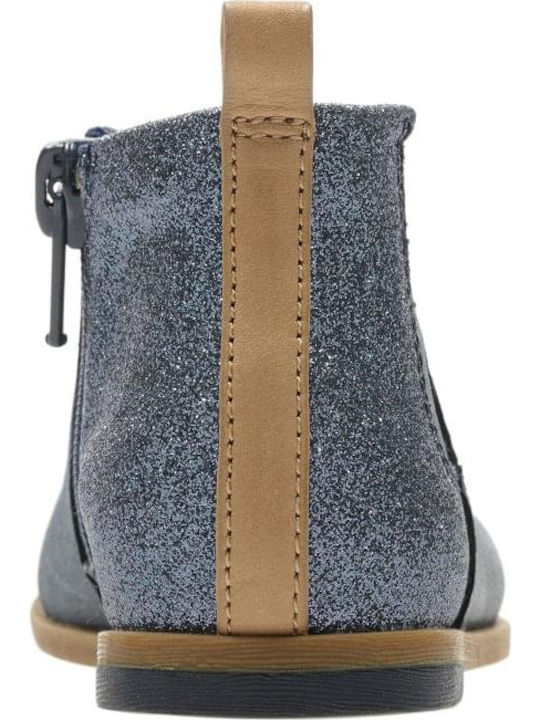 Kids Drew Fun T Leather Kids Boots with Zipper Navy Blue