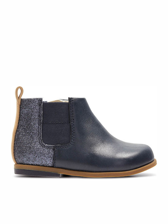 Kids Drew Fun T Leather Kids Boots with Zipper Navy Blue