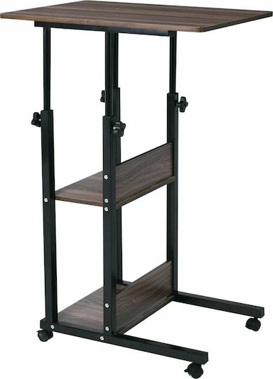 Rechteckiger Beistelltisch Lift Holz mit Rädern Braun M60xT40xH85cm EМ48,2