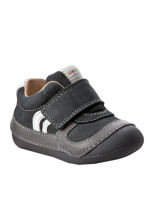 Tutim Anatomisch Lederne Kinderstiefeletten mit Klettverschluss Gray