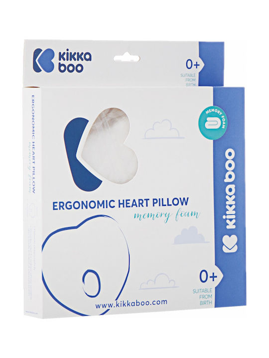 Kikka Boo Βρεφικό Μαξιλάρι Πλαγιοκεφαλίας Memory Foam Ergonomic Heart Grey Velvet 22x21εκ.